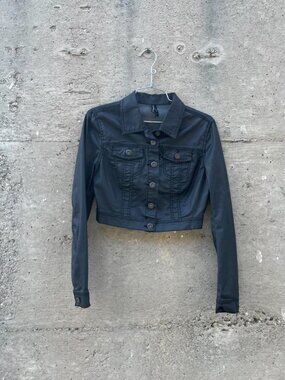y2k gunmetal crop black jacket